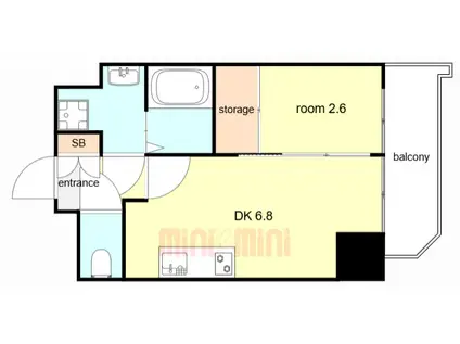 セレニテ兵庫エクラ(1DK/6階)の間取り写真