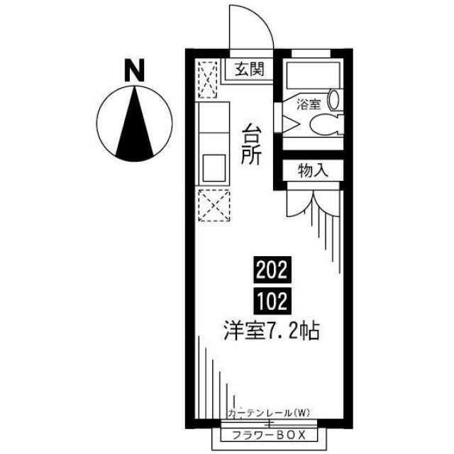 エステートピアU(ワンルーム/2階)の間取り写真