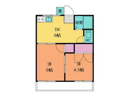 板橋荘(2DK/2階)の間取り写真