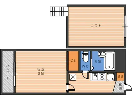 ハーヴェストパレスII(1SK/2階)の間取り写真