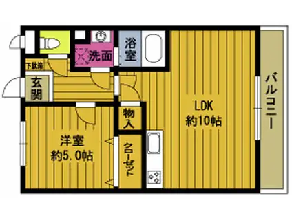 サンライズハイツ豊町(1LDK/2階)の間取り写真