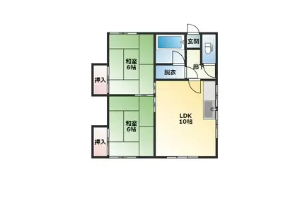 伊部アパート(2LDK/2階)の間取り写真