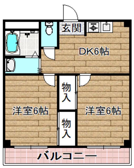 リベルタ緑が丘(2DK/2階)の間取り写真