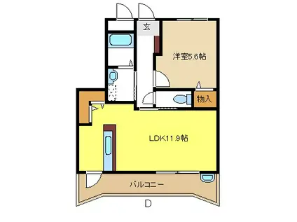 CENTRAL FERS(1LDK/2階)の間取り写真