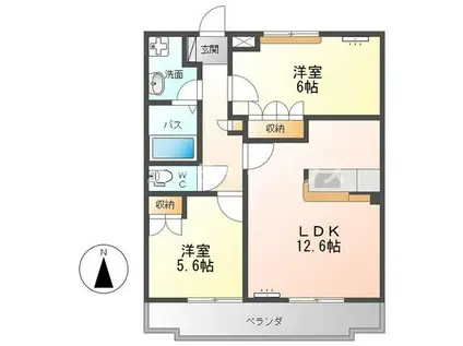 フォル・ルーエ(2LDK/2階)の間取り写真