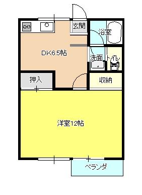 メゾンドールI(1DK/2階)の間取り写真