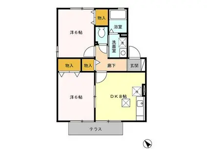 ラフィーネ(2DK/1階)の間取り写真