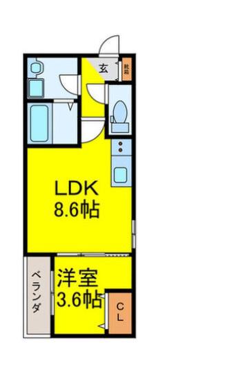 ディーポルタエオス(1LDK/2階)の間取り写真