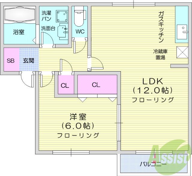 サンライズ(1LDK/1階)の間取り写真