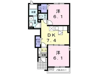 カーサ・セレーナ(2DK/1階)の間取り写真