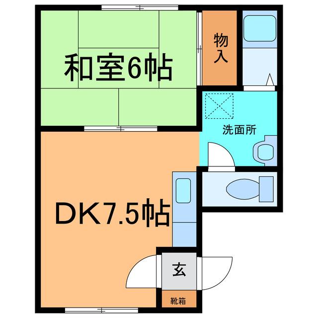 コーポグローバル(1DK/2階)の間取り写真