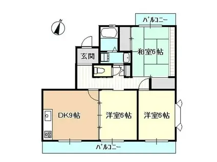 BEL・AIR佐鳴台(3DK/4階)の間取り写真