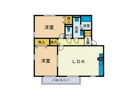 カメリアヒルズI(2LDK/1階)の間取り写真