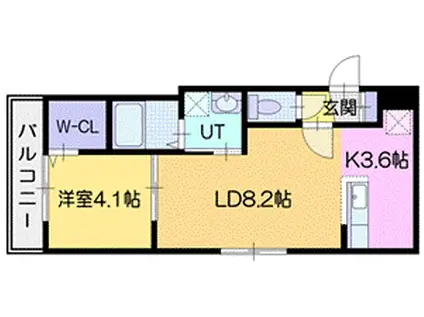 TOWA北広島(1LDK/4階)の間取り写真