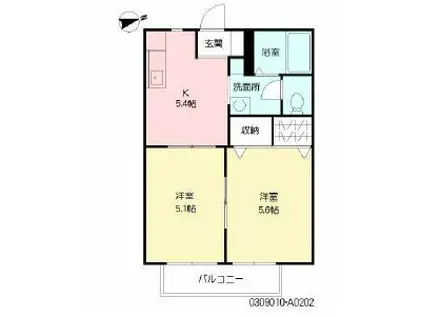 フォーブル堤(2K/2階)の間取り写真