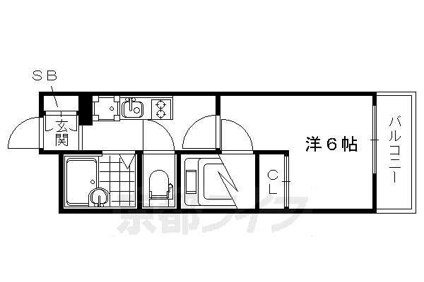 レオパレスメゾン吉祥院(1K/2階)の間取り写真