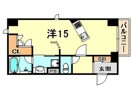 六甲壱番館(ワンルーム/6階)の間取り写真