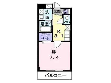 プリムローズヒル(1K/2階)の間取り写真