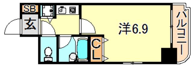 YKハイツ西明石(1K/9階)の間取り写真