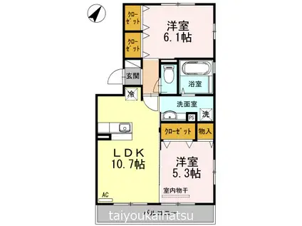 サニーヒル宇宿(2LDK/3階)の間取り写真