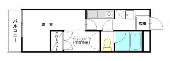ルームサンコート(1K/1階)の間取り写真