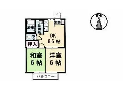 ヴィレッジ高島A棟(2DK/2階)の間取り写真