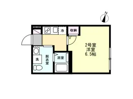 ベイルームさがみ野(1K/2階)の間取り写真