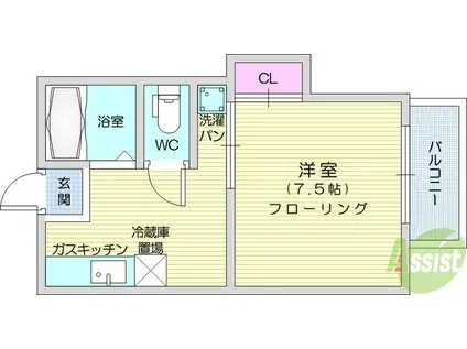 カーサ大内(1K/2階)の間取り写真