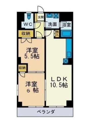 にいやビル(2LDK/4階)の間取り写真