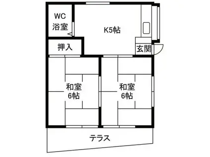 ハイツ金子(2K/1階)の間取り写真