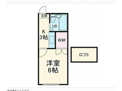 四日市あすなろう鉄道 赤堀駅 徒歩8分 2階建 築37年(1K/2階)の間取り写真