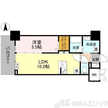ストーリア茨木(1LDK/4階)の間取り写真
