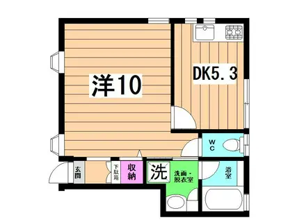 フラットMM(1DK/1階)の間取り写真