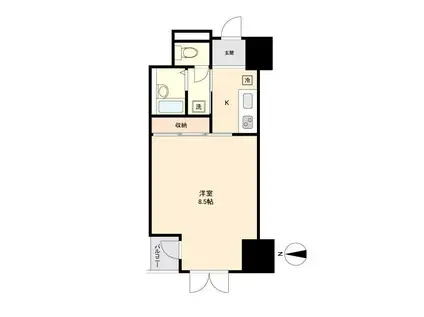 イーストン榴岡(1K/3階)の間取り写真