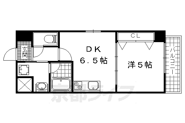 R-IIコート(1DK/6階)の間取り写真