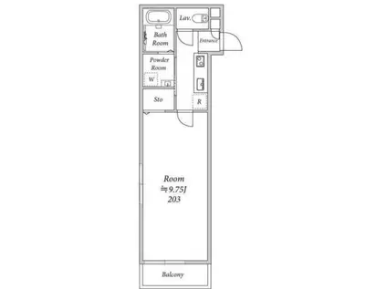 バイベリー(1K/3階)の間取り写真
