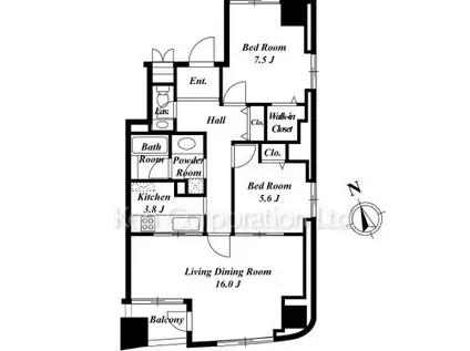 二番町三協ビルレジデンス(2LDK/8階)の間取り写真