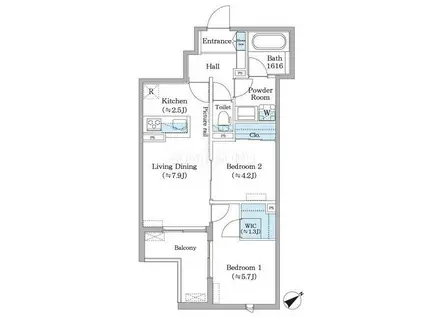 フィカーサ横浜(2LDK/2階)の間取り写真