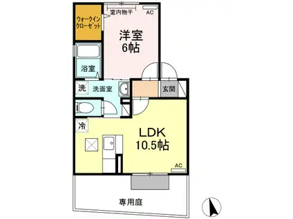 MELODY(1LDK/1階)の間取り写真