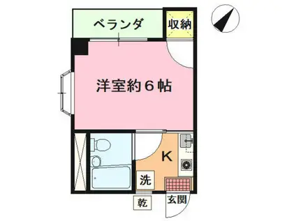 エスポワール殿山(1K/1階)の間取り写真