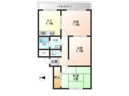 プレステージI(2LDK/1階)の間取り写真