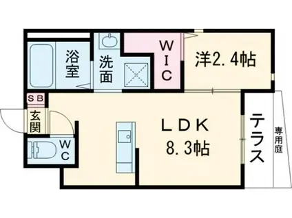 リアコート枚方御殿山サウス(1LDK/1階)の間取り写真