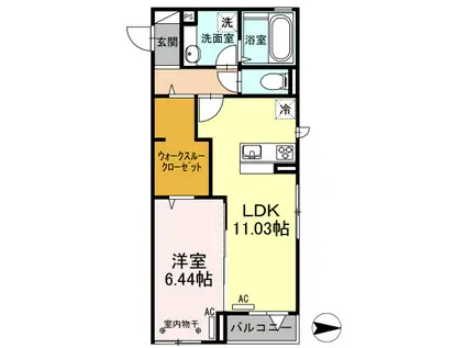 ラピュタ ウイングス(1LDK/2階)の間取り写真