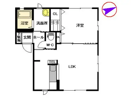 ラフォーレ栄 B棟(1LDK/1階)の間取り写真