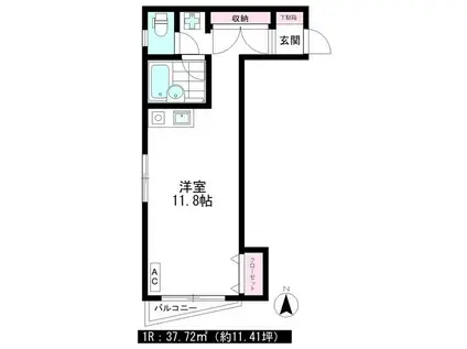 五本木アパートメンツ(ワンルーム/4階)の間取り写真