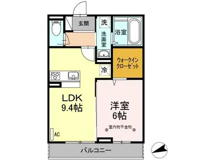 グリーンヒルズ VI(1LDK/2階)の間取り写真