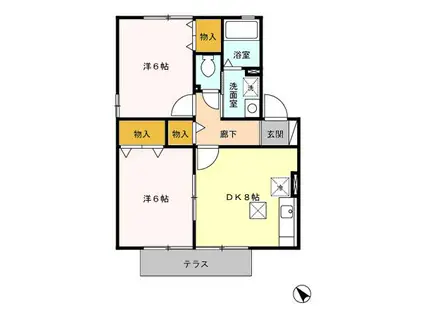 ラフィーネ(2DK/1階)の間取り写真