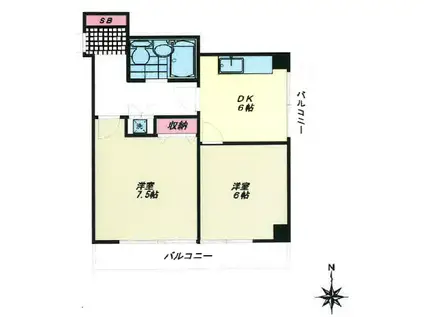 メゾン東麻布(2DK/3階)の間取り写真