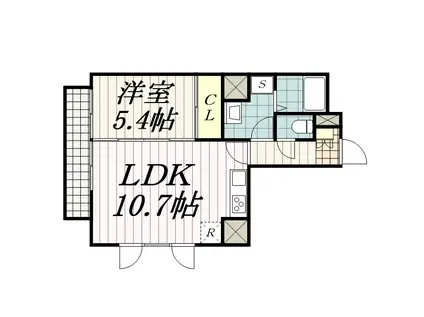 エクセレンテビラージュ登戸(1LDK/2階)の間取り写真