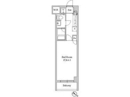 ソレイユ鶴瀬(1K/2階)の間取り写真